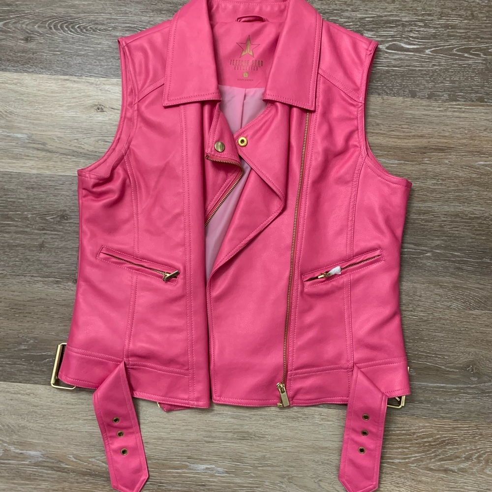 Bright pink Jeffree Star vegan leather vest